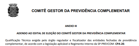ANEXO III COMITÊ GESTOR DA PREVIDÊNCIA COMPLEMENTAR
