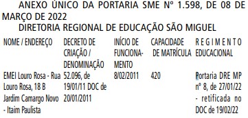 PORTARIA SME Nº 6.263, DE 10/08/2023 - ALTERA A PORTARIA SME Nº 1.005, DE  17 DE JANEIRO DE 2019, QUE FIXA MÓDULO DE SUPERVISOR ESCOLAR NAS DIRETORIAS  REGIONAIS DE EDUCAÇÃO