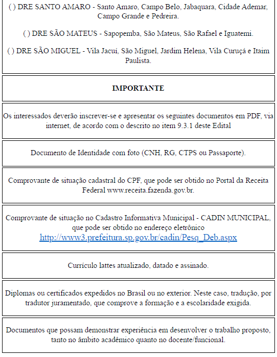 EDITAL DE CREDENCIAMENTO SME Nº 04, DE 25 DE SETEMBRO DE 2023. SME