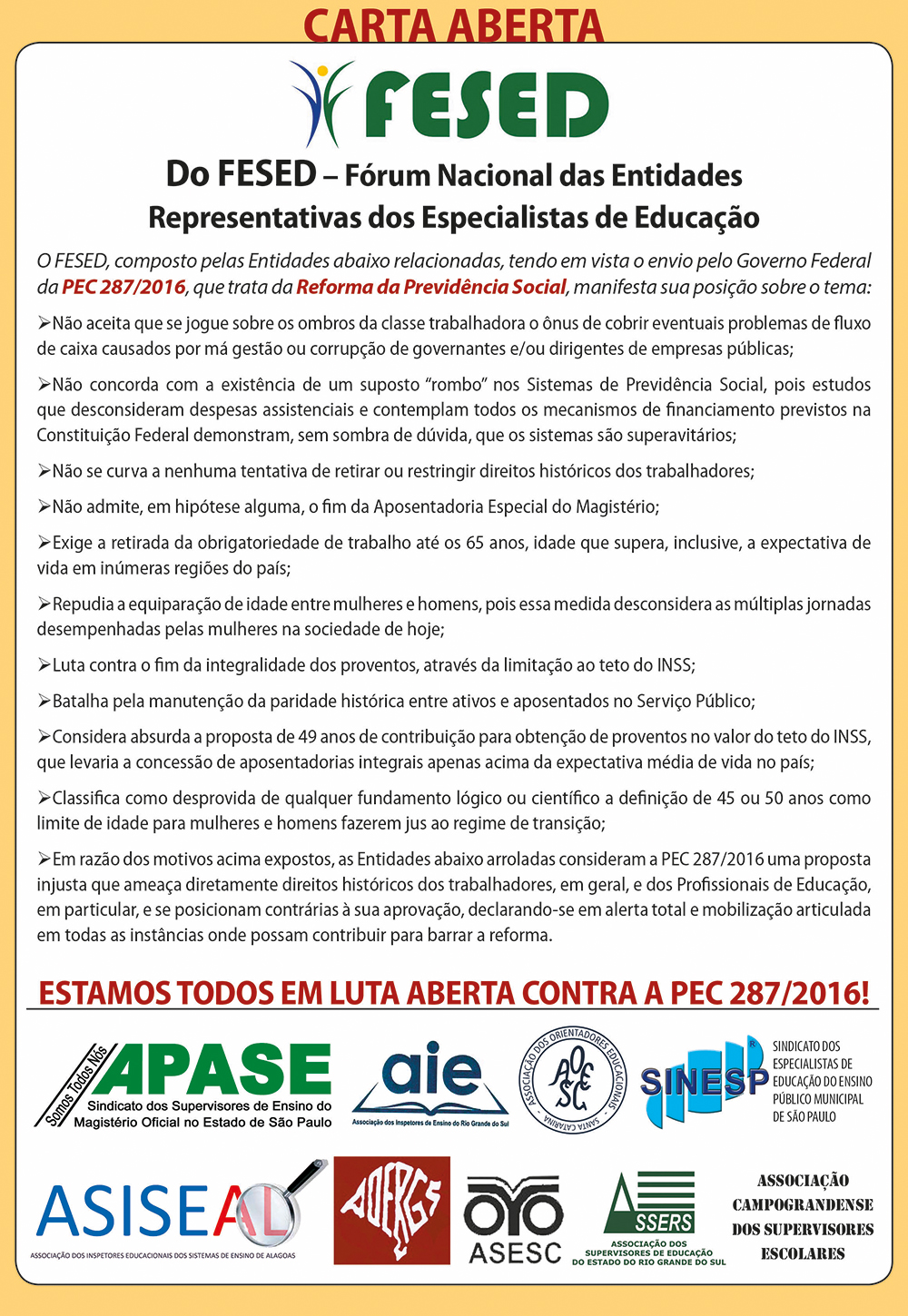 Carta AbertaFESED ReformaPrevidencia Site 1
